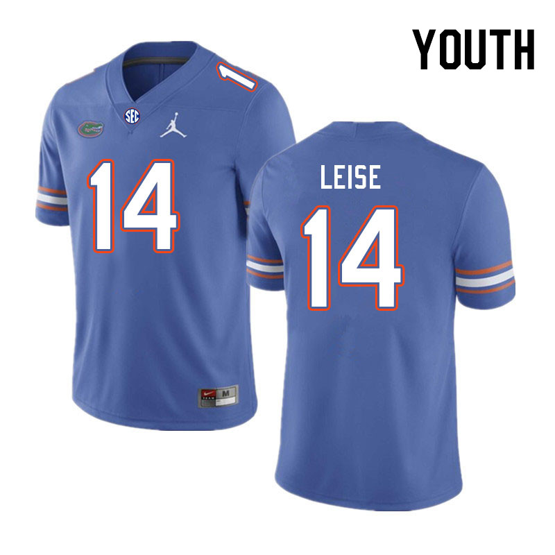 Youth #14 Parker Leise Florida Gators College Football Jerseys Stitched-Royal - Click Image to Close